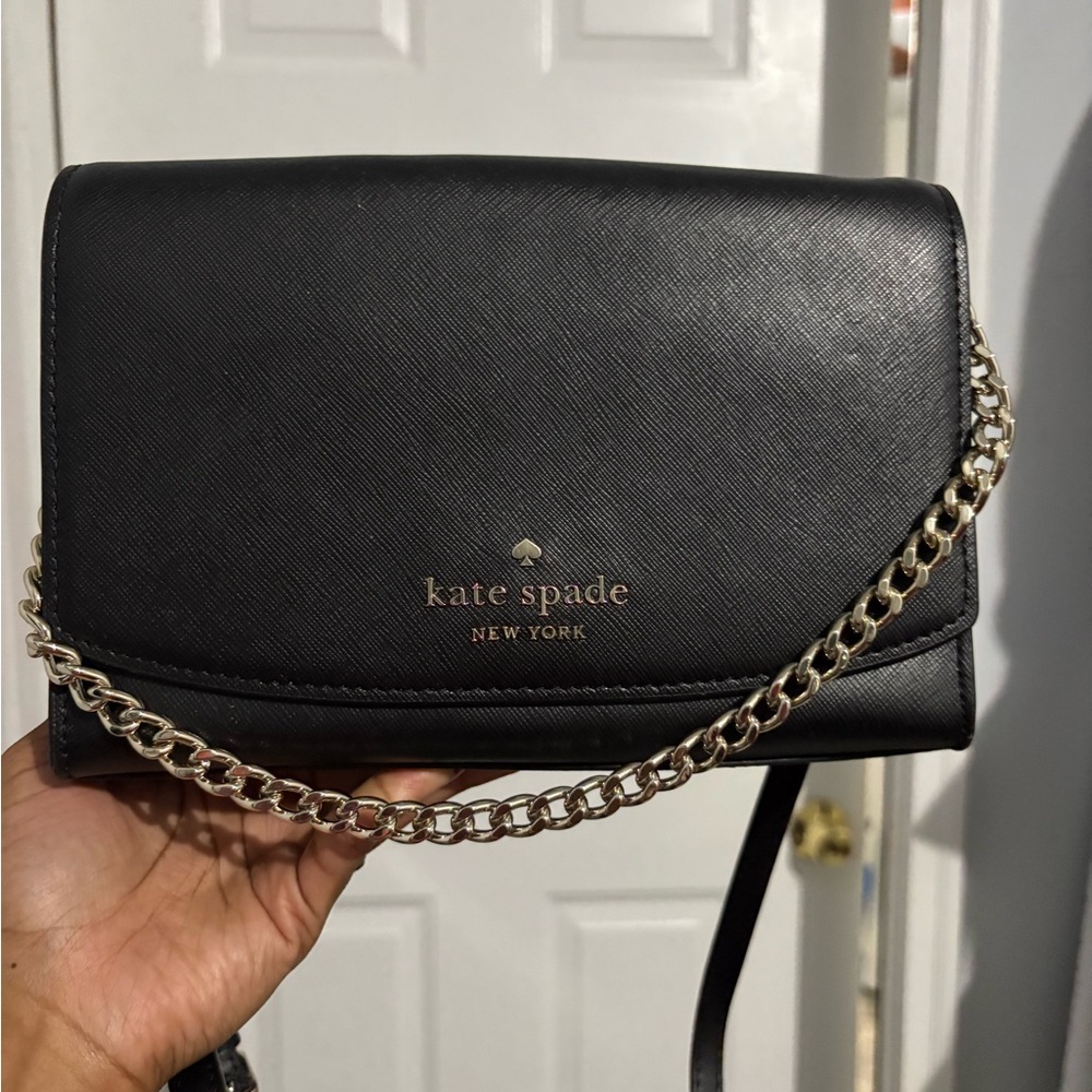 Kate Spade Black Crossbody with Gold Chain